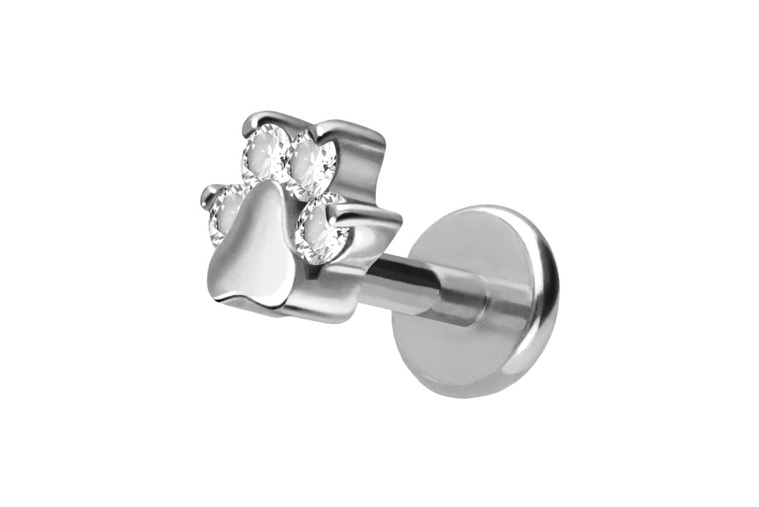 Titan Labret Piercing mit Push Fit KRISTALLPFOTE